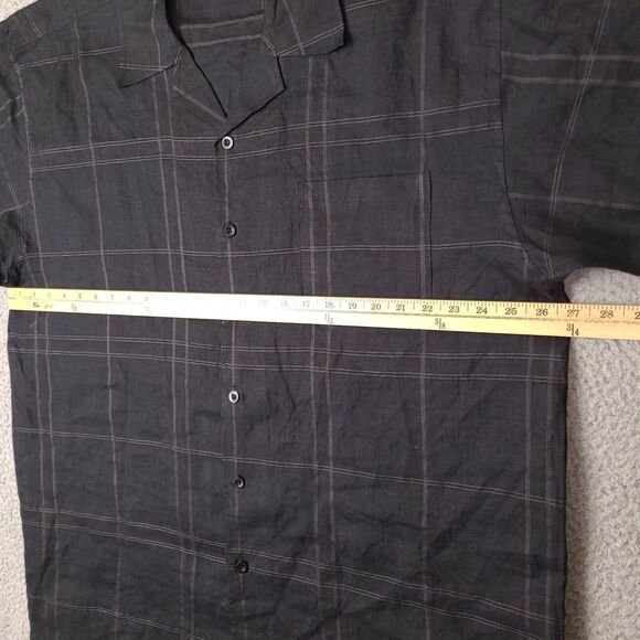 Godbody Collection Shirt Mens XL Black Plaid Linen Oversized Button Up Camp - Picture 8 of 12